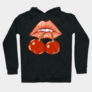 Vintage Cherry Lips Pattern Hoodie